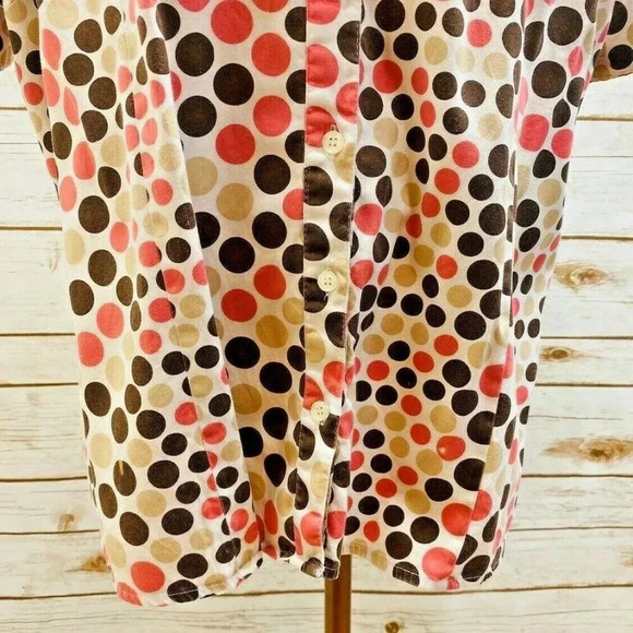 APT. 9 Women Short Sleeve Button Down Collared Brown Polka Dots Shirt Plus Sz 1X - Picture 4 of 12